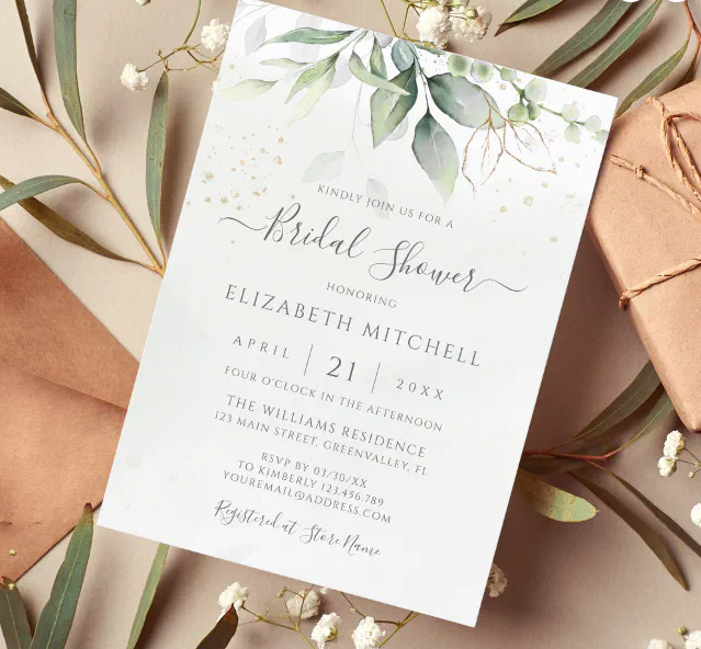 Eucalyptus Greenery Bridal Shower Invitation