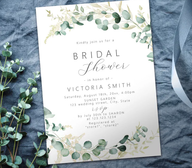 Eucalyptus Greenery Bridal Shower Invitation