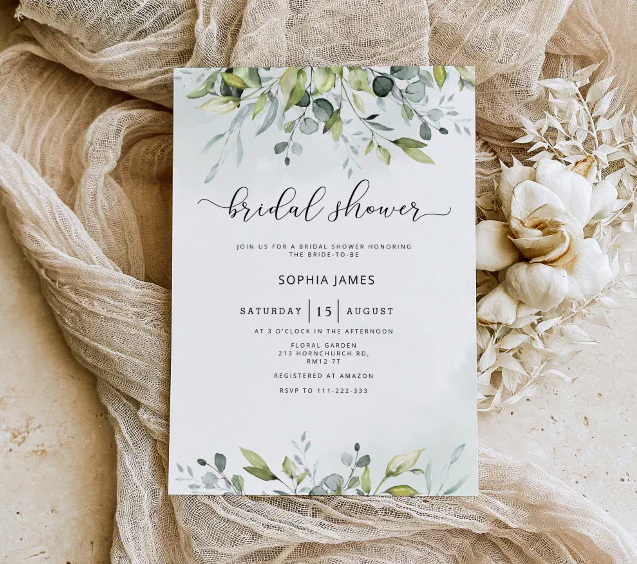 Eucalyptus Greenery Bridal Shower Invitation
