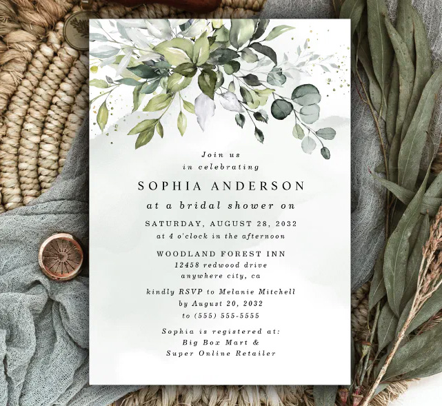 Eucalyptus Greenery Bridal Shower Invitation